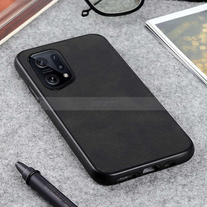 Custodia Lusso Pelle Cover B08H per Oppo Find X5 5G Nero