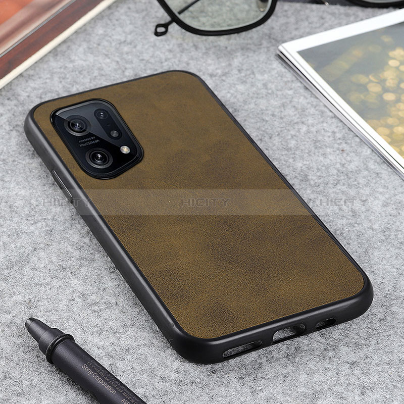 Custodia Lusso Pelle Cover B08H per Oppo Find X5 5G Verde