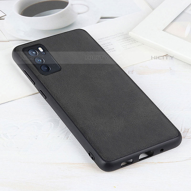 Custodia Lusso Pelle Cover B08H per Oppo Reno6 Pro 5G India Nero