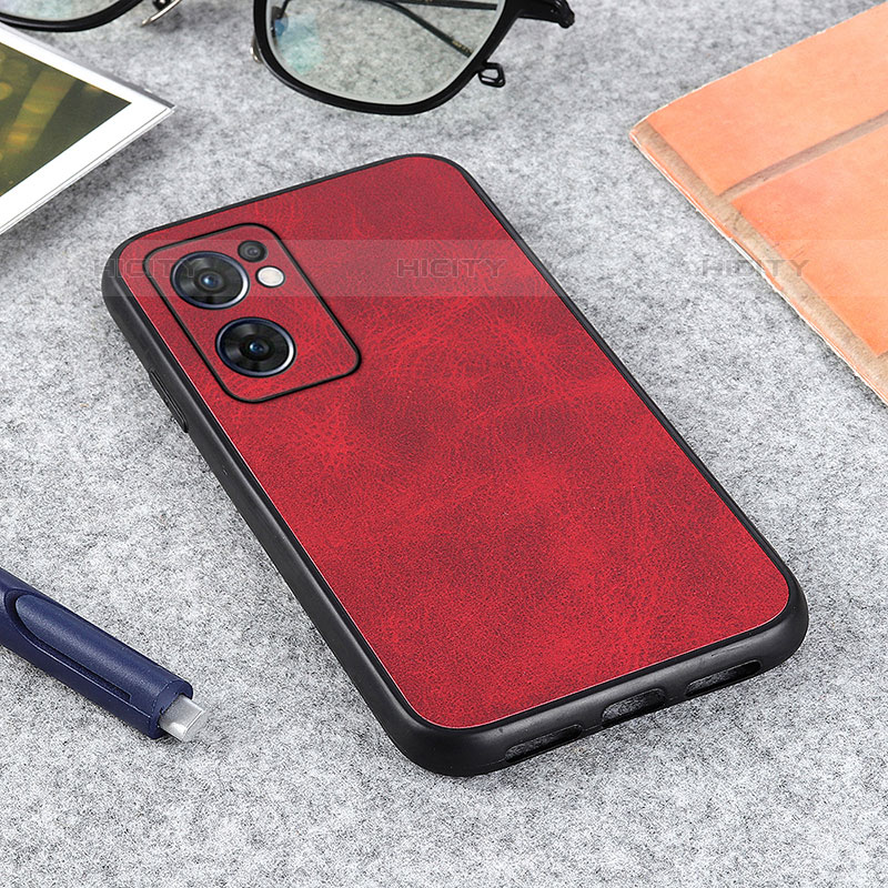 Custodia Lusso Pelle Cover B08H per Oppo Reno7 5G Rosso