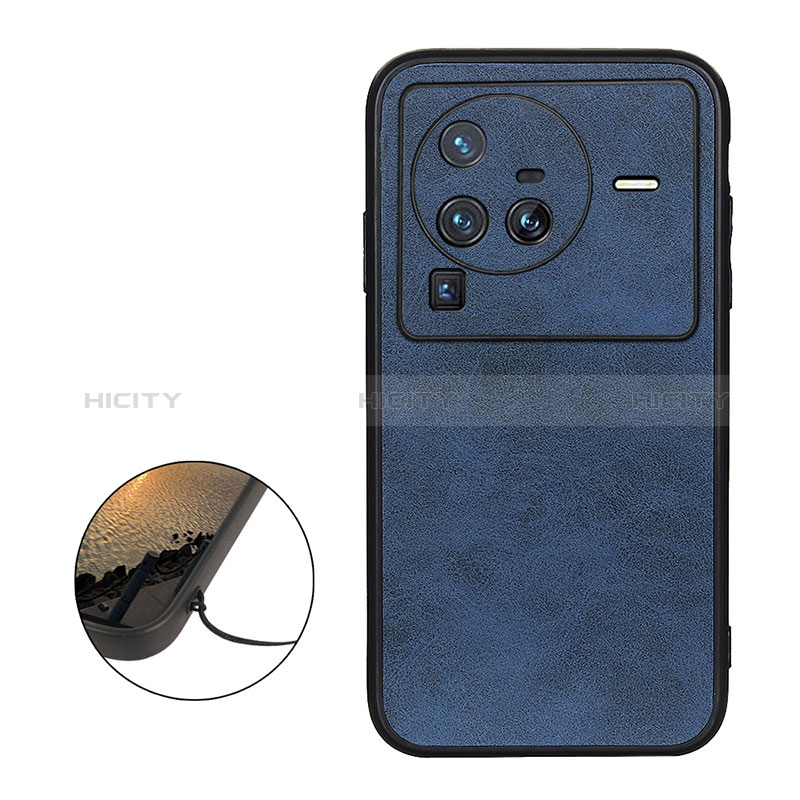 Custodia Lusso Pelle Cover B08H per Vivo X80 Pro 5G Blu