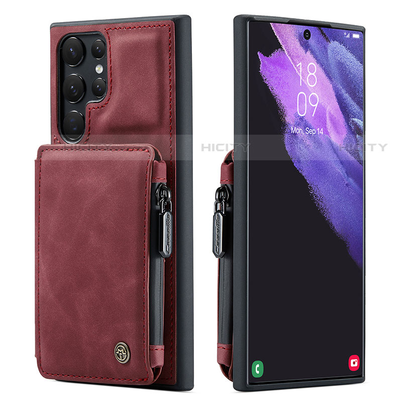 Custodia Lusso Pelle Cover C01S per Samsung Galaxy S22 Ultra 5G Rosso