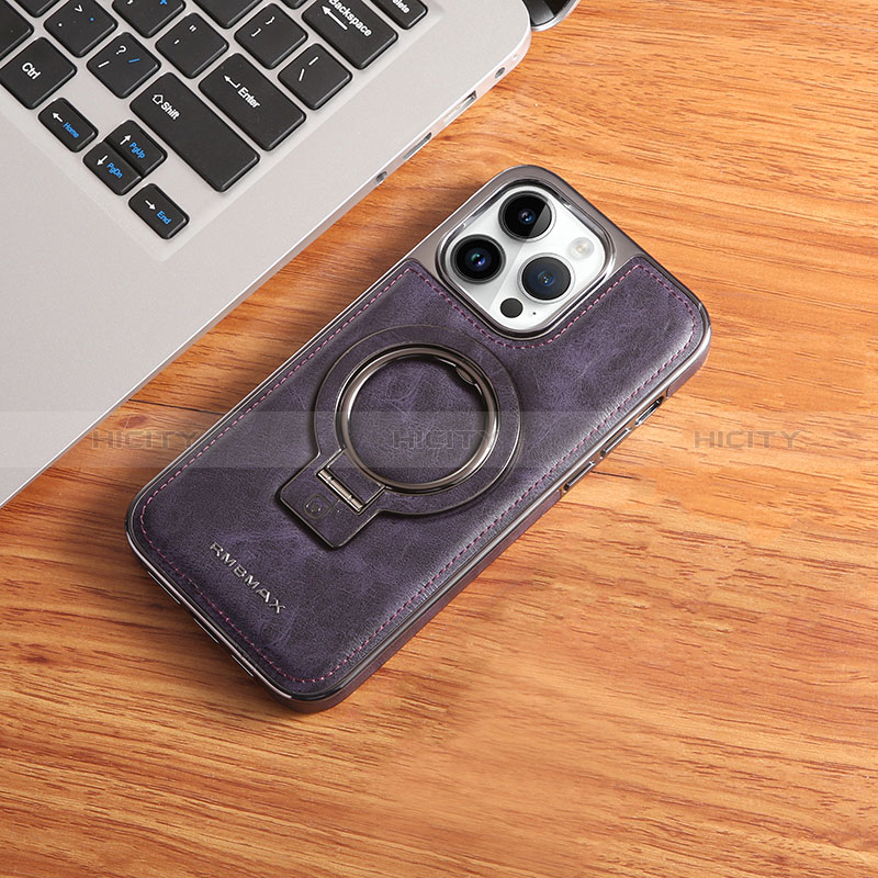 Custodia Lusso Pelle Cover con Mag-Safe Magnetic JD1 per Apple iPhone 16 Pro Viola