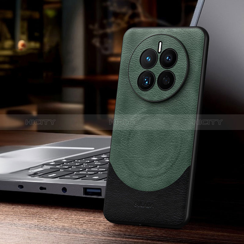 Custodia Lusso Pelle Cover con Mag-Safe Magnetic LD1 per Huawei Mate 50 Verde