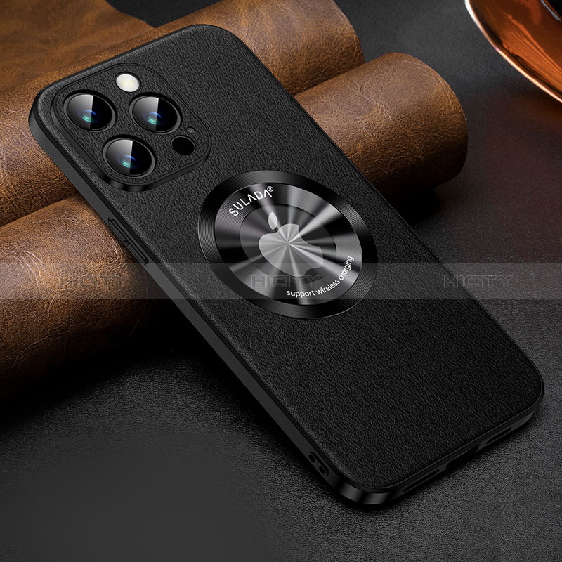 Custodia Lusso Pelle Cover con Mag-Safe Magnetic LD2 per Apple iPhone 13 Pro Nero