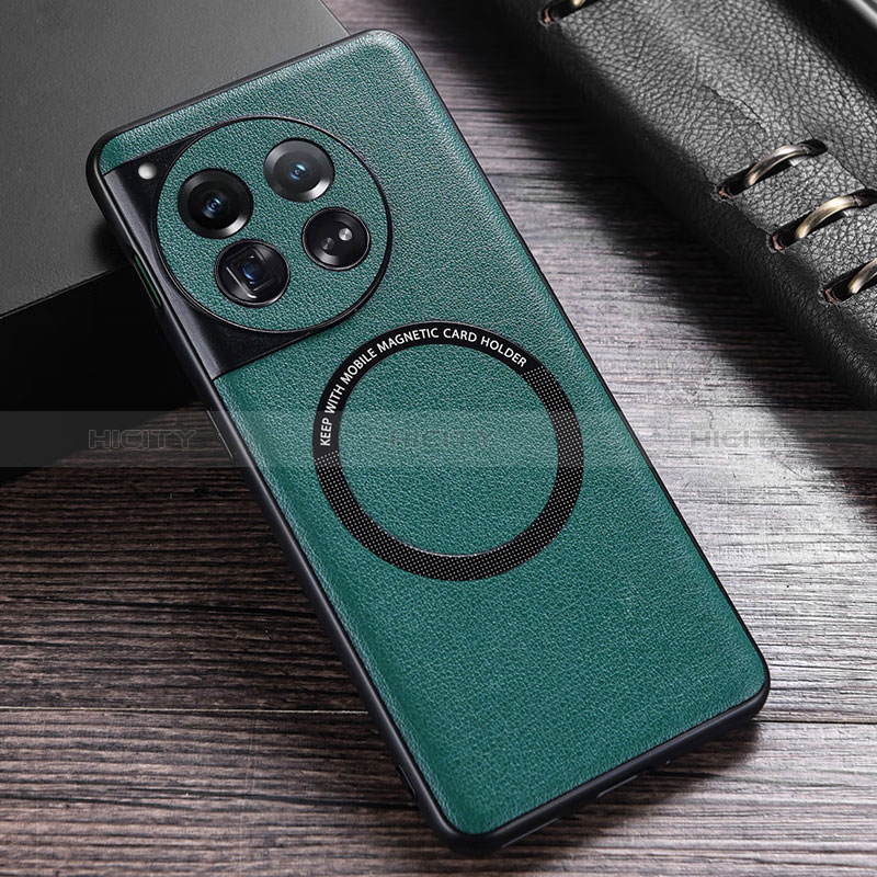 Custodia Lusso Pelle Cover con Mag-Safe Magnetic P01 per OnePlus 12 5G Verde