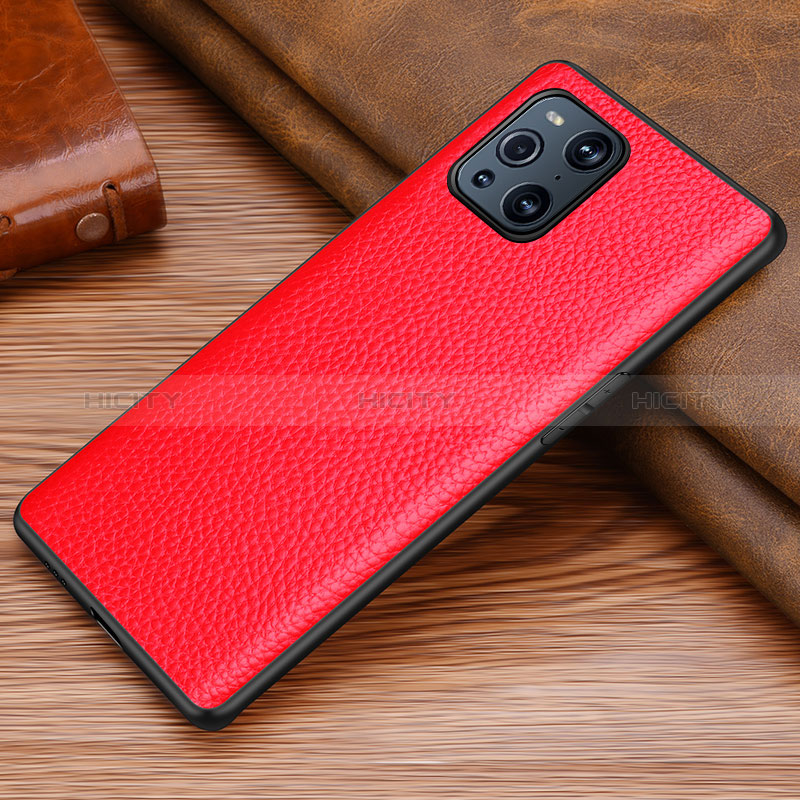 Custodia Lusso Pelle Cover DL1 per Oppo Find X3 5G Rosso