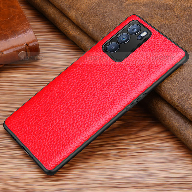 Custodia Lusso Pelle Cover DL1 per Oppo Reno6 Pro 5G India Rosso