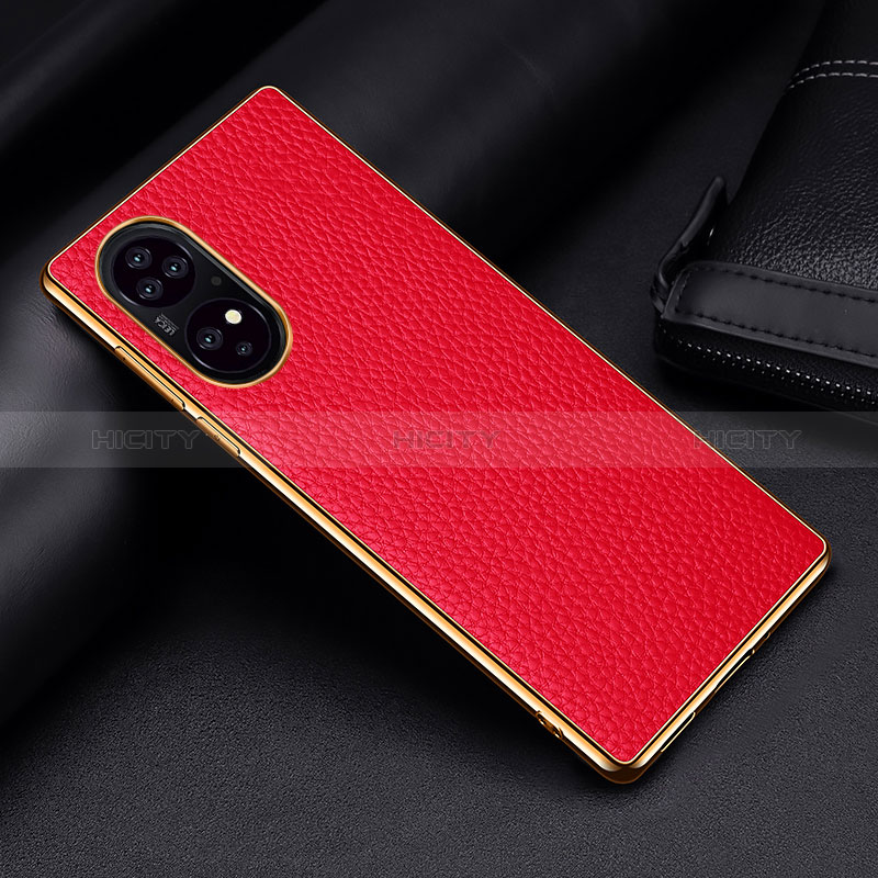 Custodia Lusso Pelle Cover DL2 per Huawei P50 Pro Rosso