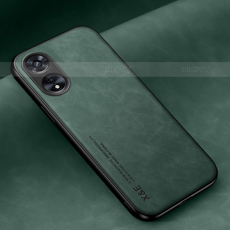 Custodia Lusso Pelle Cover DY1 per Oppo A17 Verde