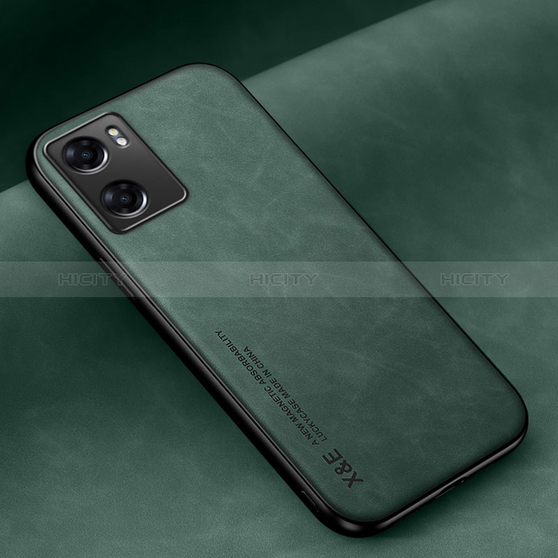 Custodia Lusso Pelle Cover DY1 per Oppo A57e Verde