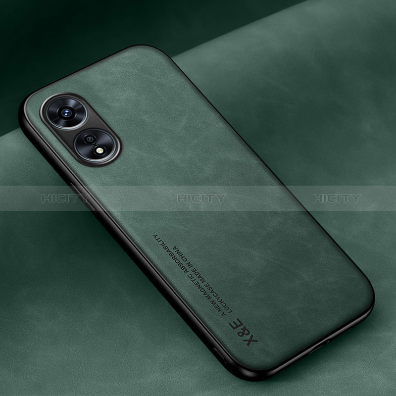 Custodia Lusso Pelle Cover DY1 per Oppo A97 5G Verde