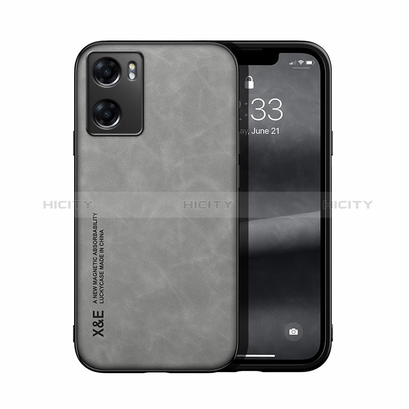 Custodia Lusso Pelle Cover DY2 per Oppo A57e Grigio