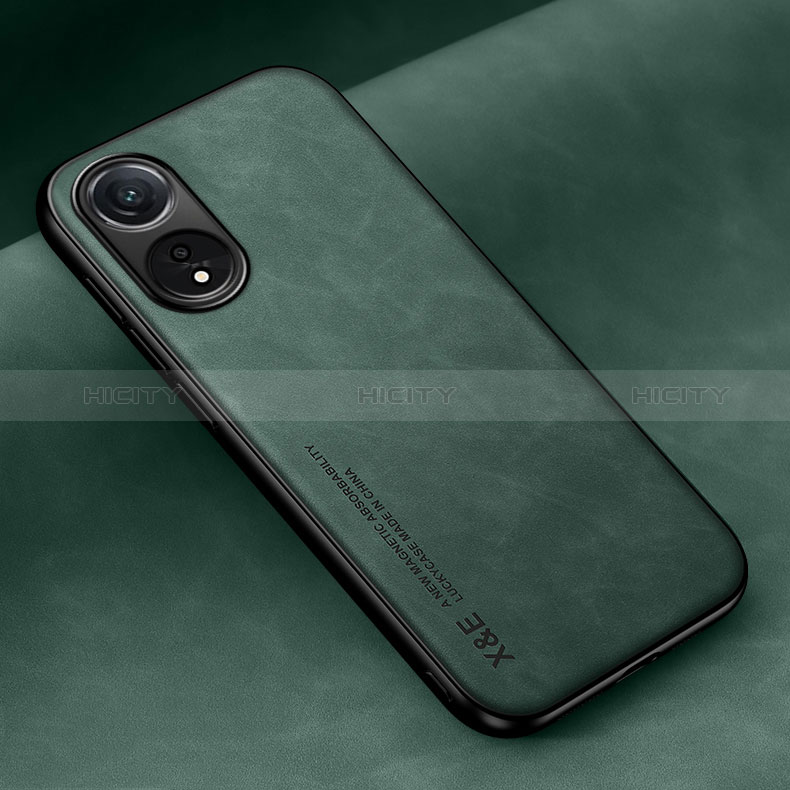 Custodia Lusso Pelle Cover DY2 per Oppo A58 4G Verde