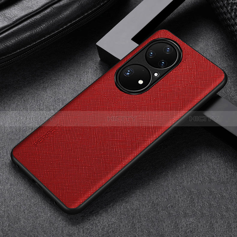 Custodia Lusso Pelle Cover GS1 per Huawei P50 Pro Rosso