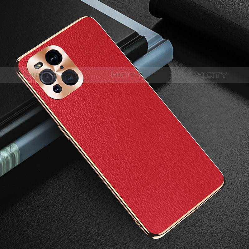 Custodia Lusso Pelle Cover GS1 per Oppo Find X3 Pro 5G Rosso