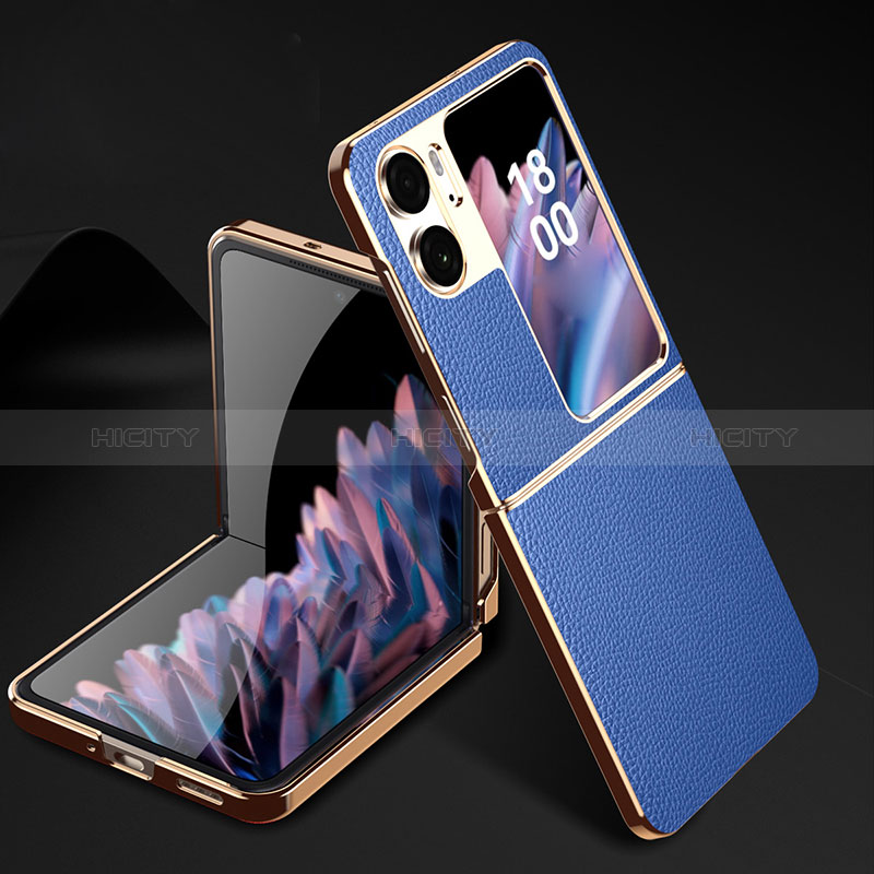 Custodia Lusso Pelle Cover GS2 per Oppo Find N2 Flip 5G Blu