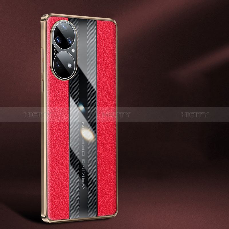 Custodia Lusso Pelle Cover JB1 per Huawei P50 Pro Rosso