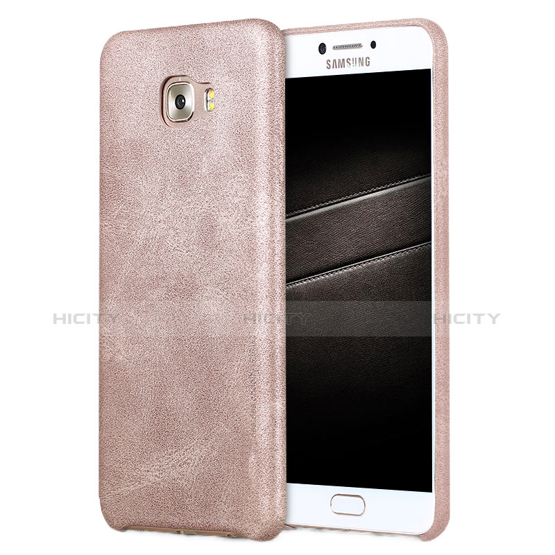 Custodia Lusso Pelle Cover L01 per Samsung Galaxy C7 Pro C7010 Oro Rosa