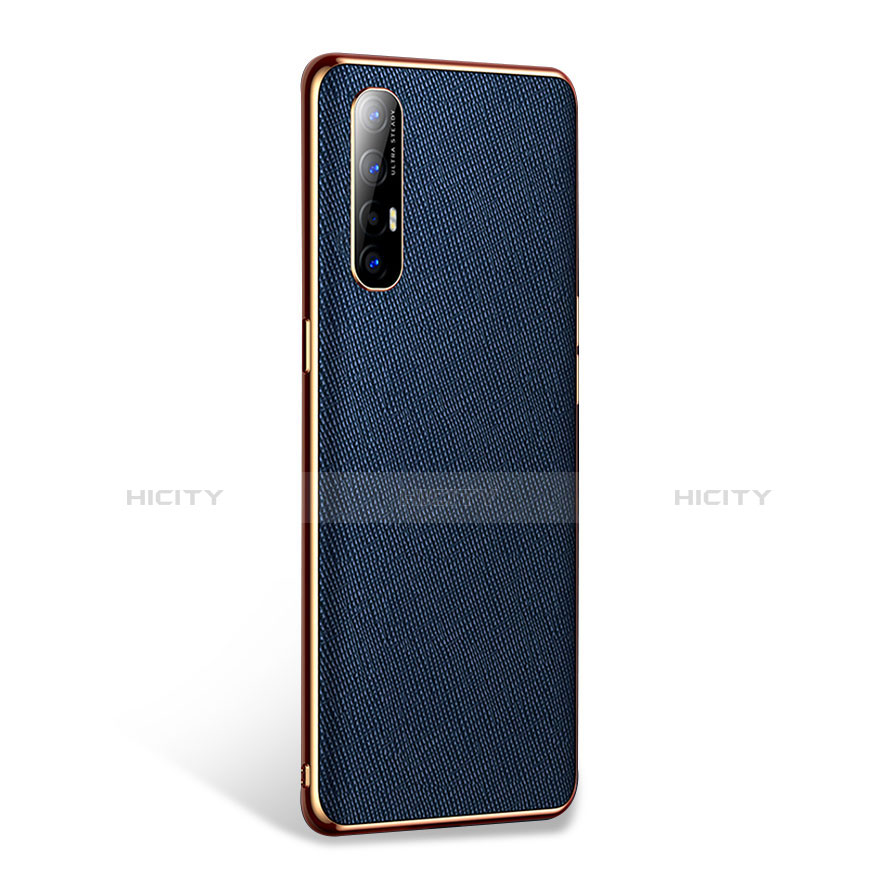 Custodia Lusso Pelle Cover L02 per Oppo Reno3 Pro Blu