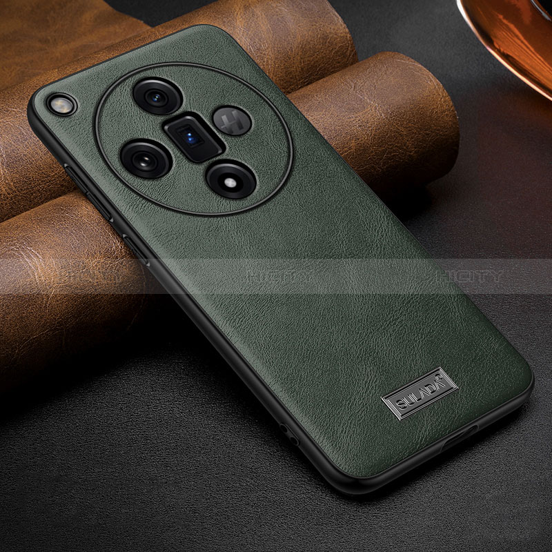 Custodia Lusso Pelle Cover LD1 per Oppo Find X7 5G Verde