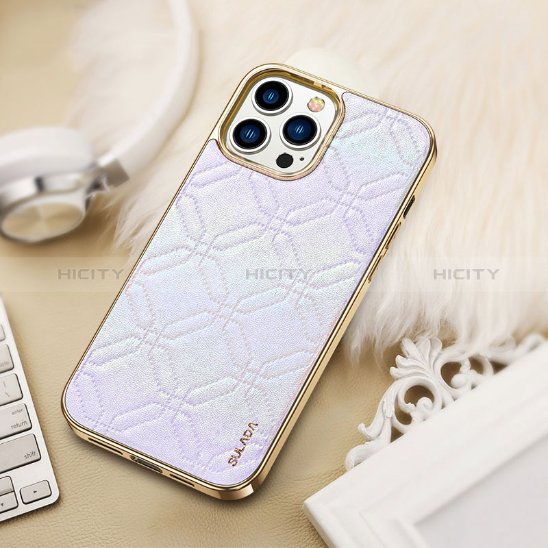 Custodia Lusso Pelle Cover LD4 per Apple iPhone 14 Pro Argento