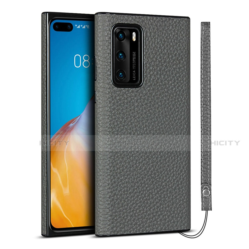 Custodia Lusso Pelle Cover N02 per Huawei P40 Grigio