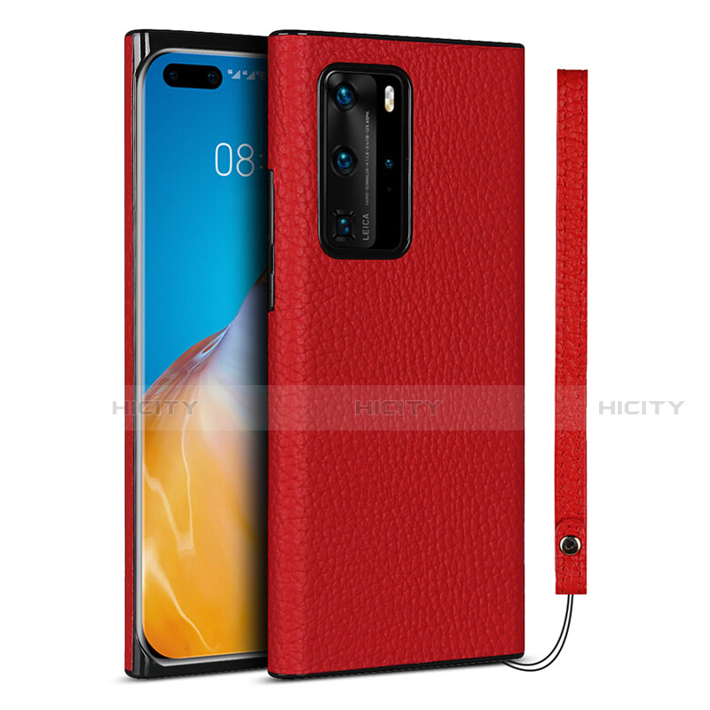 Custodia Lusso Pelle Cover N02 per Huawei P40 Pro Rosso