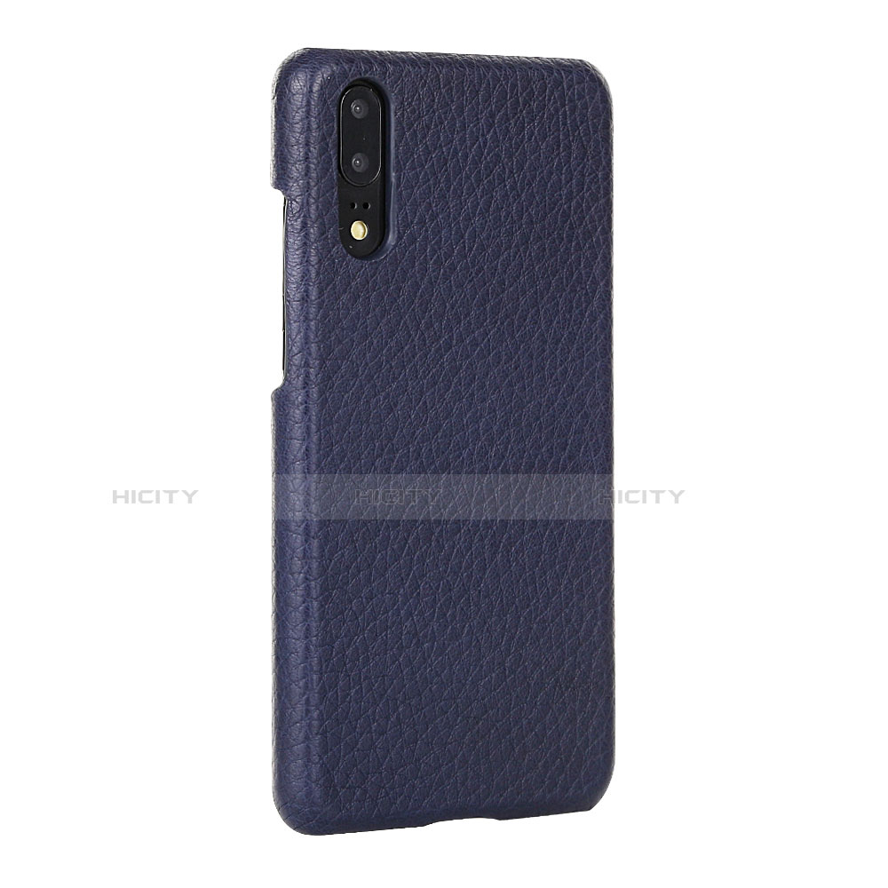 Custodia Lusso Pelle Cover P01 per Huawei P20 Blu