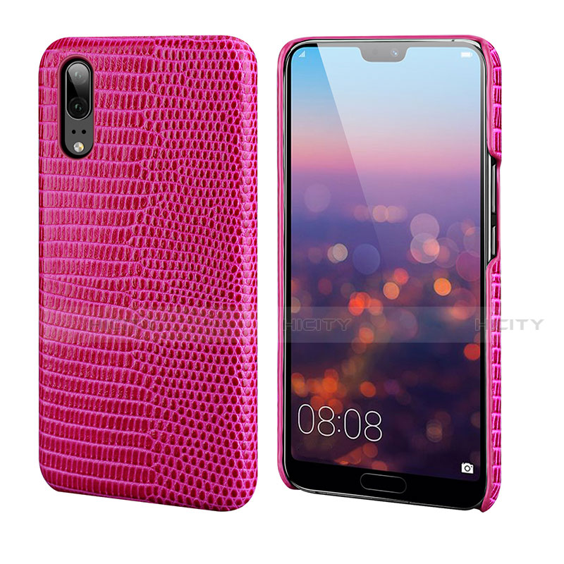 Custodia Lusso Pelle Cover P03 per Huawei P20 Rosa Caldo