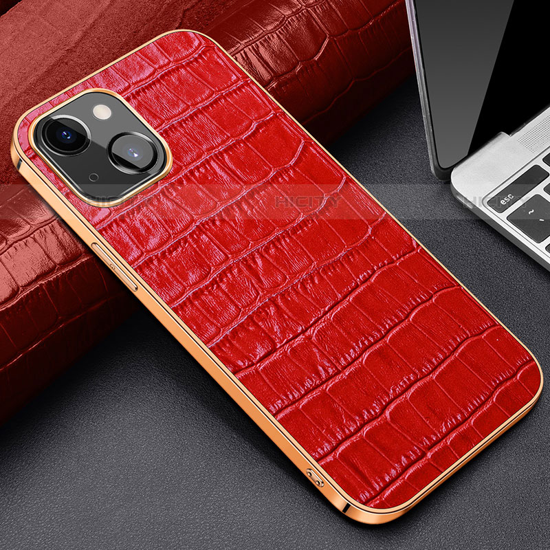 Custodia Lusso Pelle Cover per Apple iPhone 13 Rosso