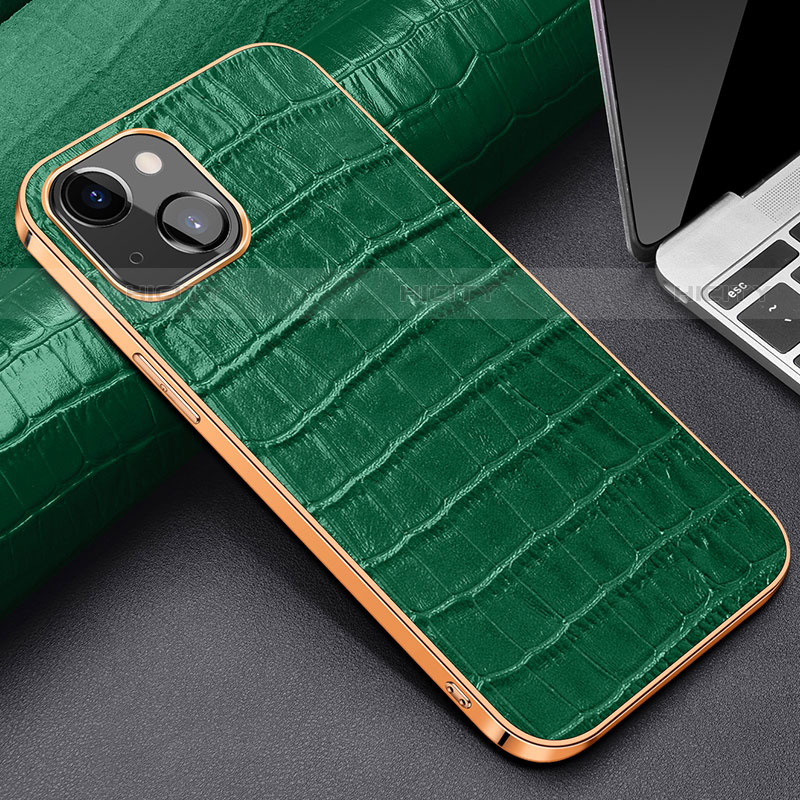 Custodia Lusso Pelle Cover per Apple iPhone 13 Verde