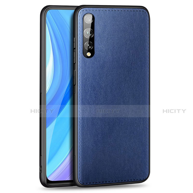 Custodia Lusso Pelle Cover per Huawei Enjoy 10S Blu