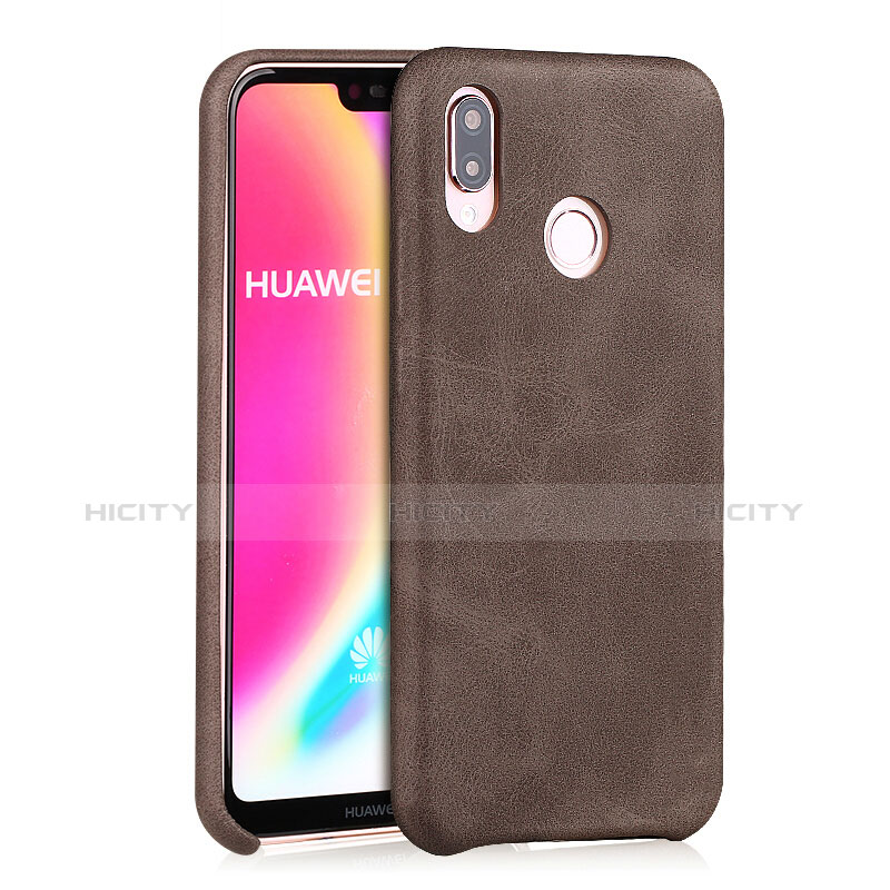 Custodia Lusso Pelle Cover per Huawei P20 Lite Marrone