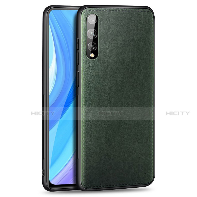 Custodia Lusso Pelle Cover per Huawei Y8p Verde