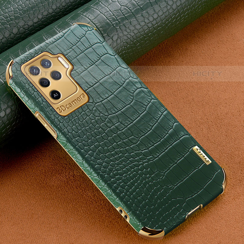 Custodia Lusso Pelle Cover per Oppo A94 4G Verde