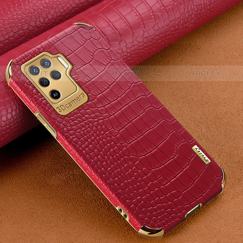 Custodia Lusso Pelle Cover per Oppo F19 Pro Rosso