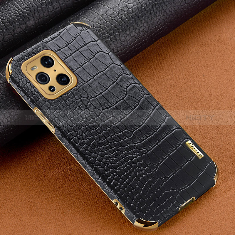 Custodia Lusso Pelle Cover per Oppo Find X3 5G Nero