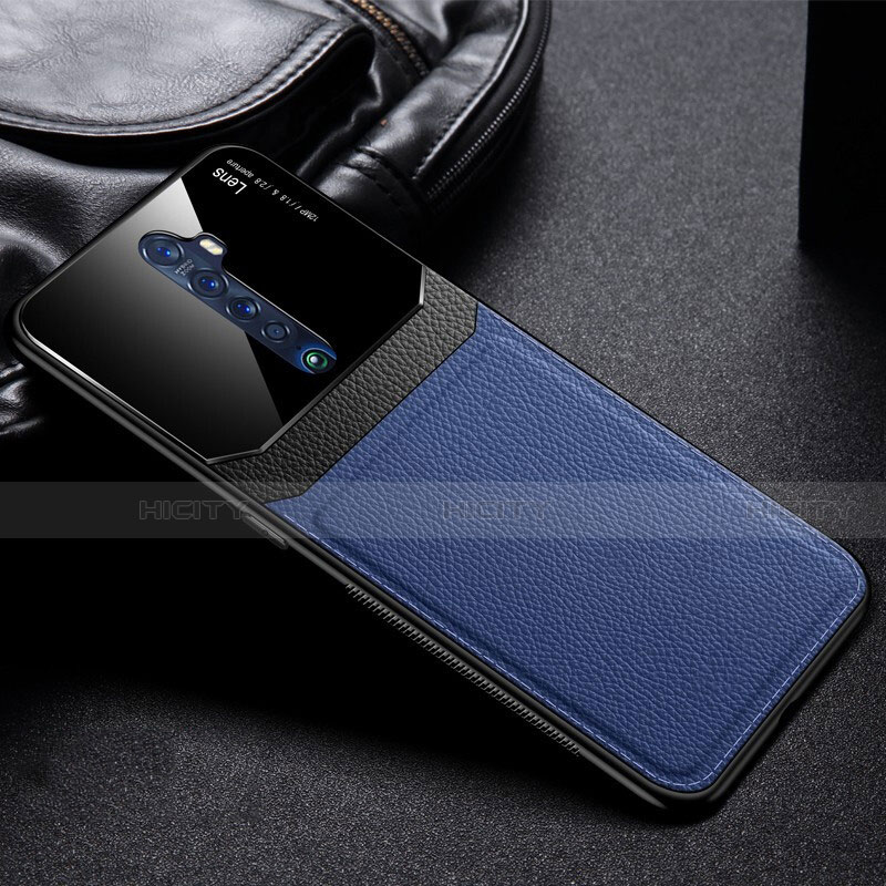 Custodia Lusso Pelle Cover per Oppo Reno2 Blu