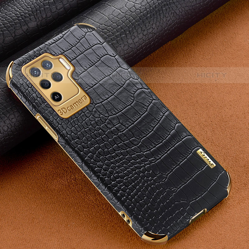 Custodia Lusso Pelle Cover per Oppo Reno5 F Nero