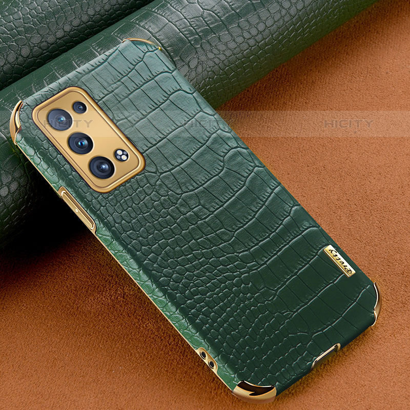 Custodia Lusso Pelle Cover per Oppo Reno6 Pro+ Plus 5G Verde