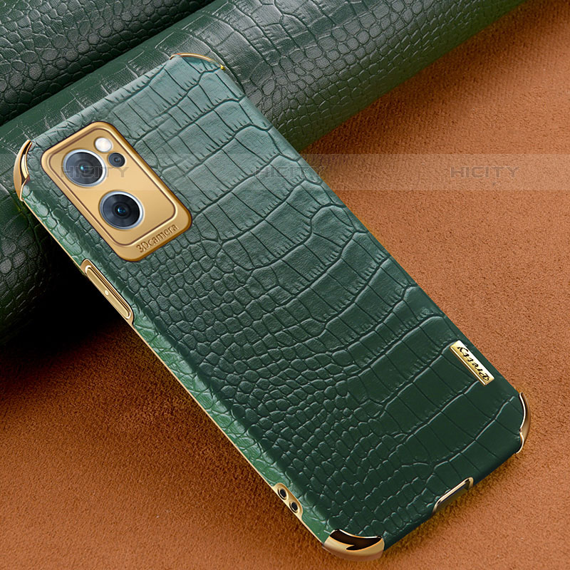 Custodia Lusso Pelle Cover per Oppo Reno7 5G Verde