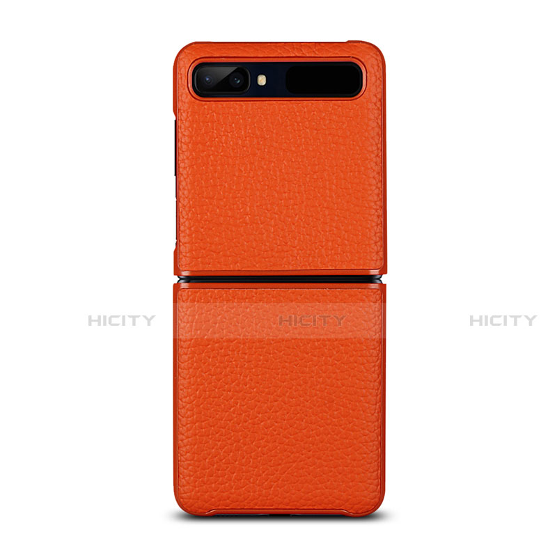 Custodia Lusso Pelle Cover per Samsung Galaxy Z Flip 5G Arancione