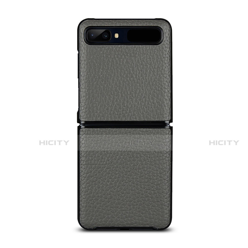 Custodia Lusso Pelle Cover per Samsung Galaxy Z Flip 5G Grigio