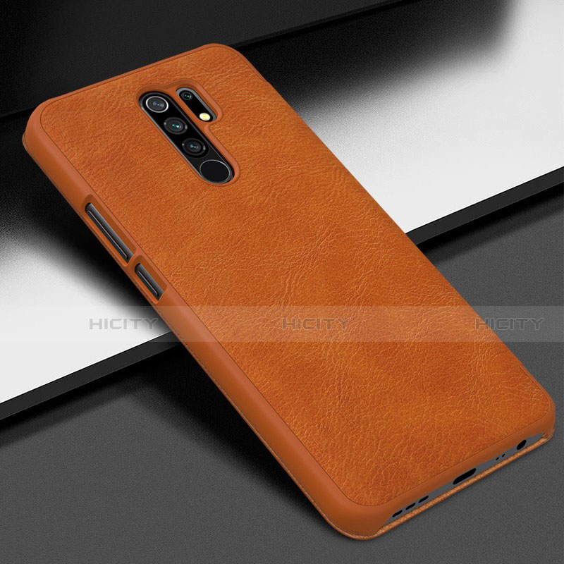 Custodia Lusso Pelle Cover per Xiaomi Redmi 9 Arancione