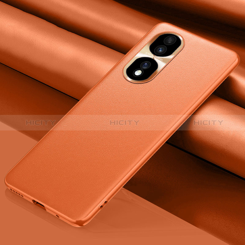 Custodia Lusso Pelle Cover QK1 per Huawei Honor 80 Pro Flat 5G Arancione