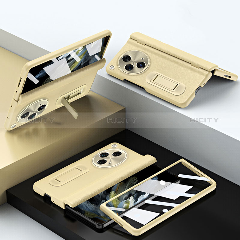 Custodia Lusso Pelle Cover QK1 per OnePlus Open 5G Oro