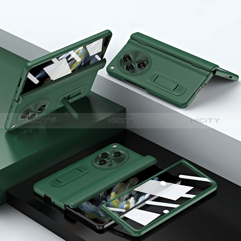 Custodia Lusso Pelle Cover QK1 per Oppo Find N3 5G Verde