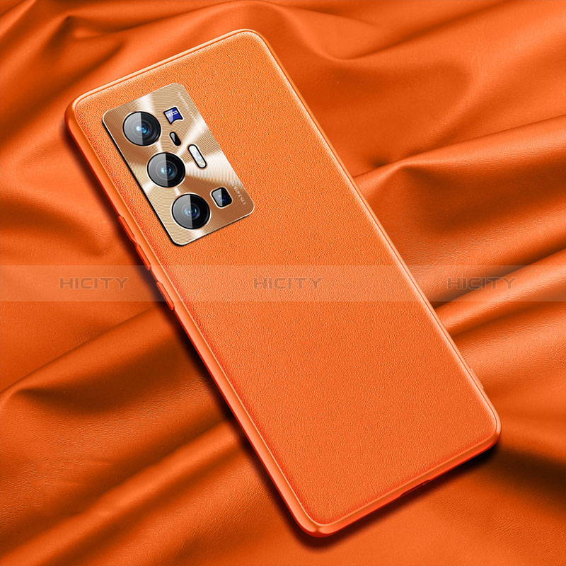 Custodia Lusso Pelle Cover QK1 per Vivo X70 Pro+ Plus 5G Arancione