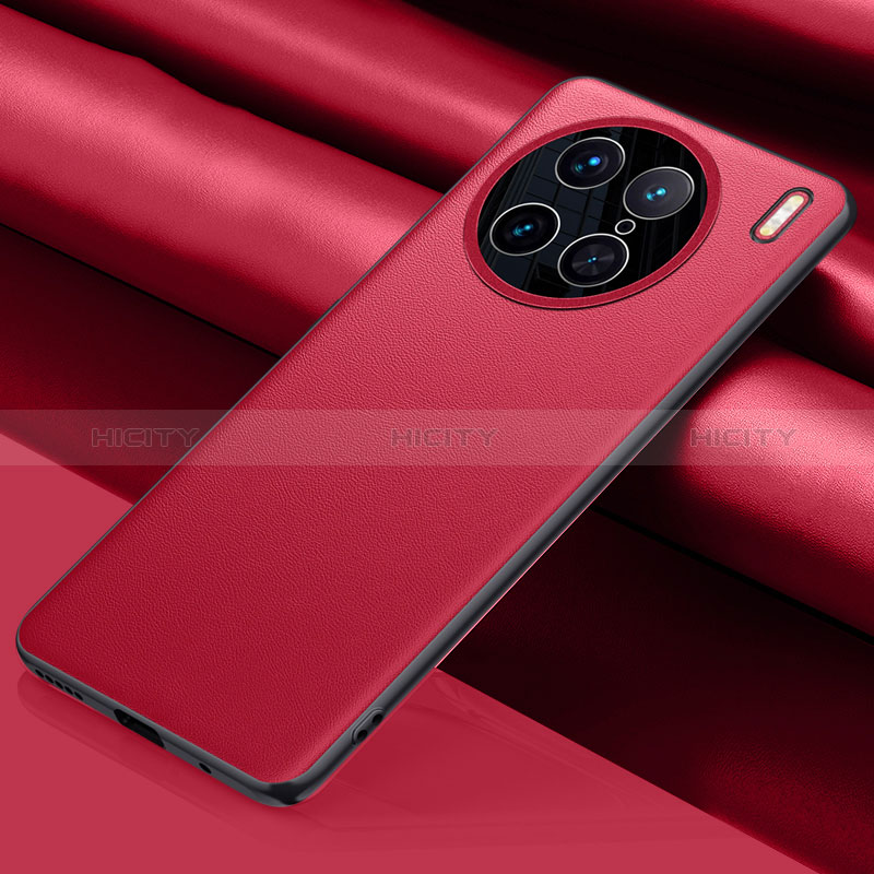 Custodia Lusso Pelle Cover QK1 per Vivo X90 Pro 5G Rosso